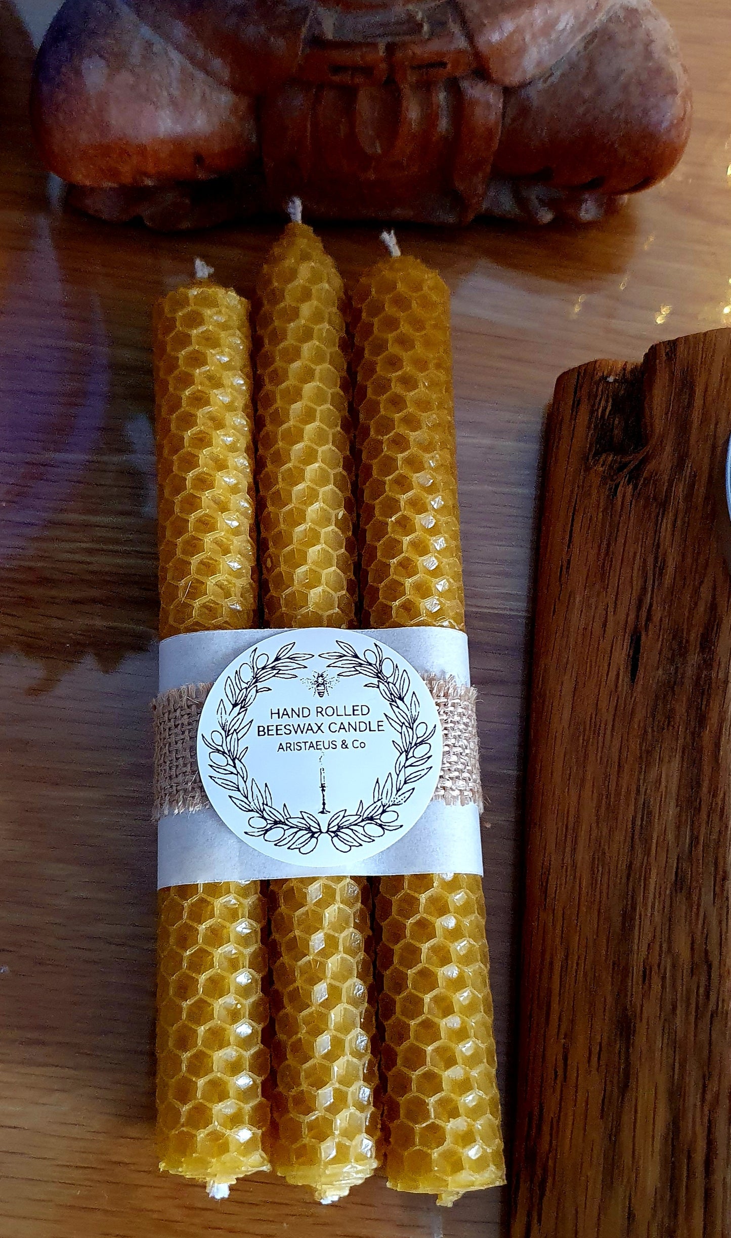 Handrolled Beeswax Candles (Set of 3)